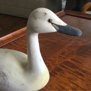 WOOD SWAN DECOY signed by Richard Connolly hand carved, white Beautiful!